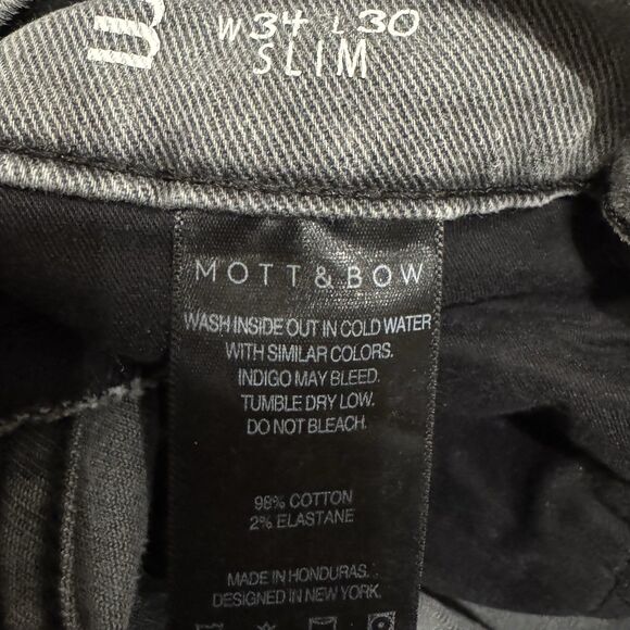 Mott And Bow Jeans Mens 34x30 Gray Slim Designer Stretch Denim Comfort Casual - Picture 3 of 10